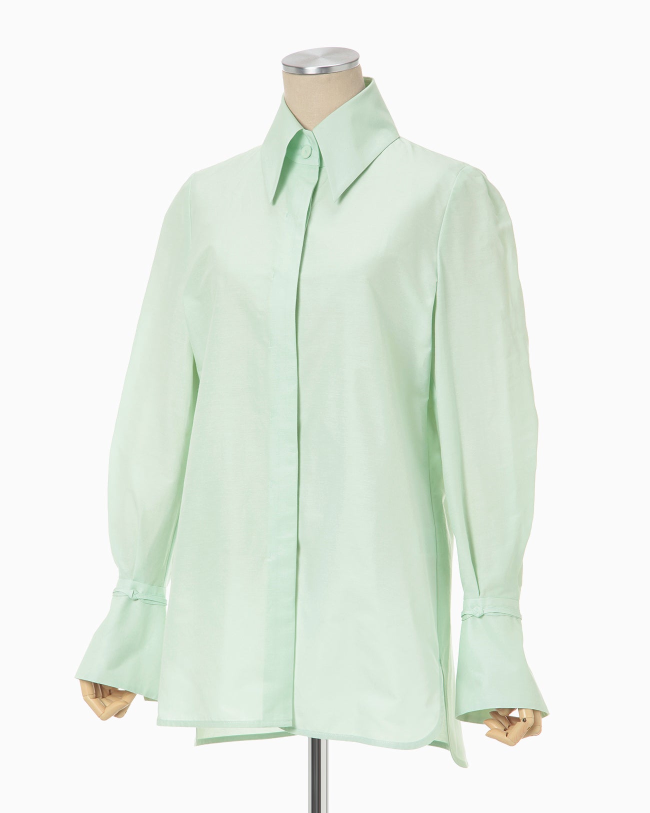 Cotton Silk Broad Basket Motif Shirt - mint green