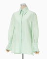 Cotton Silk Broad Basket Motif Shirt - mint green