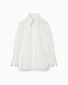 Cotton Silk Broad Basket Motif Shirt - white