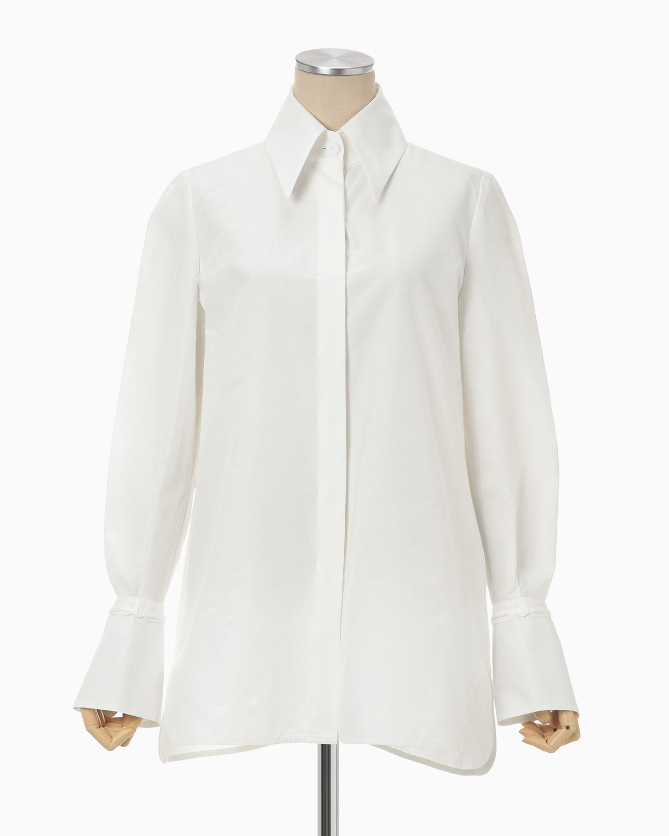 Cotton Silk Broad Basket Motif Shirt - white