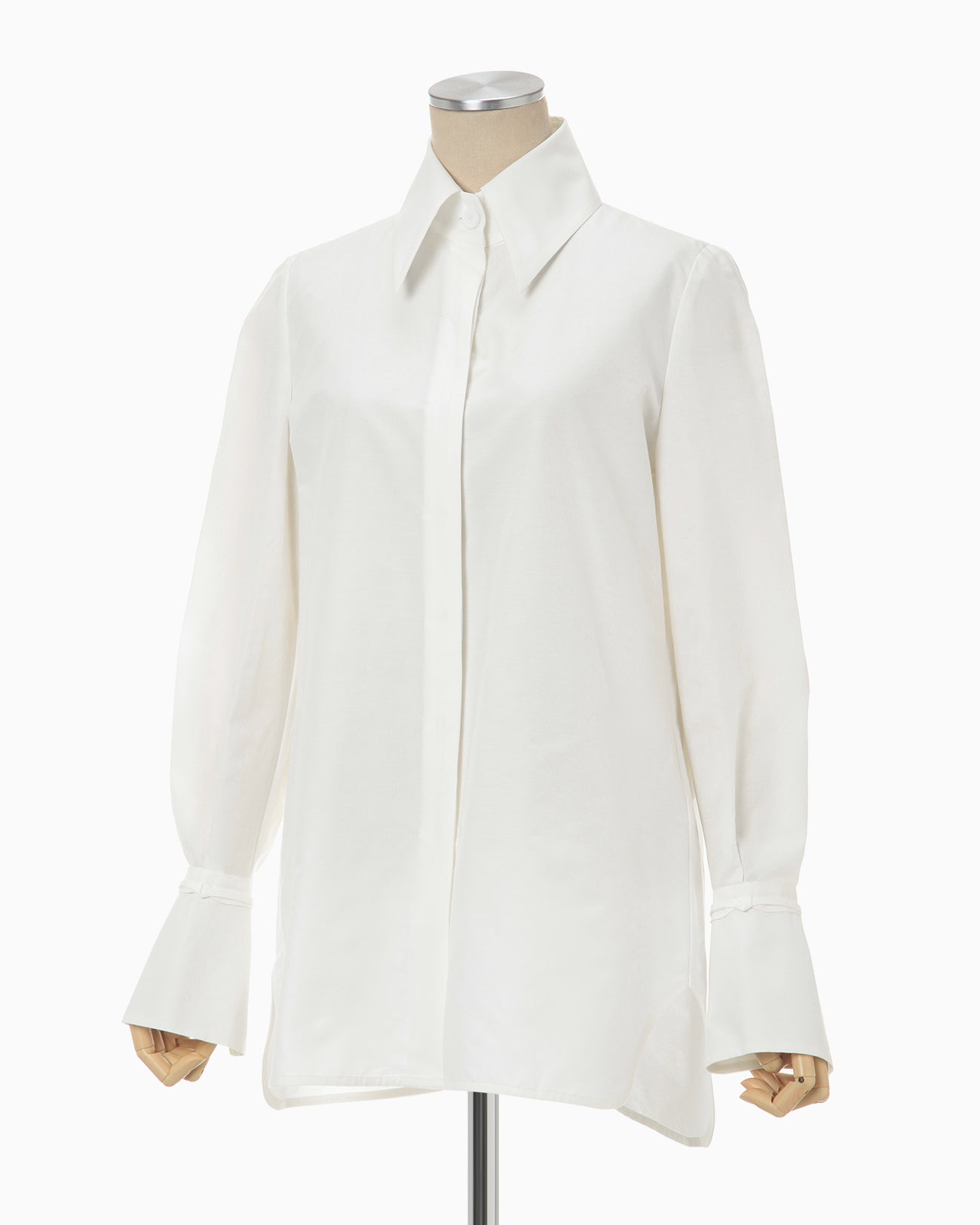Cotton Silk Broad Basket Motif Shirt - white