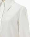 Cotton Silk Broad Basket Motif Shirt - white