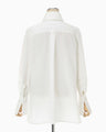 Cotton Silk Broad Basket Motif Shirt - white