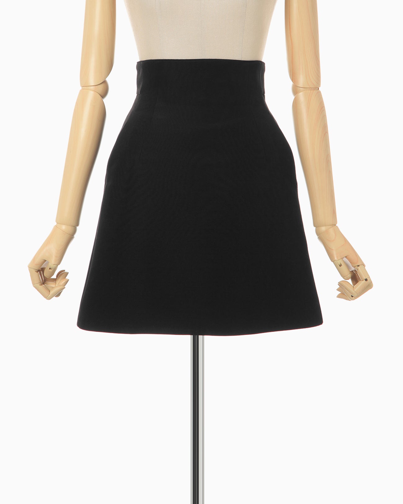 Silk Wool Double Cloth Mini Skirt - black