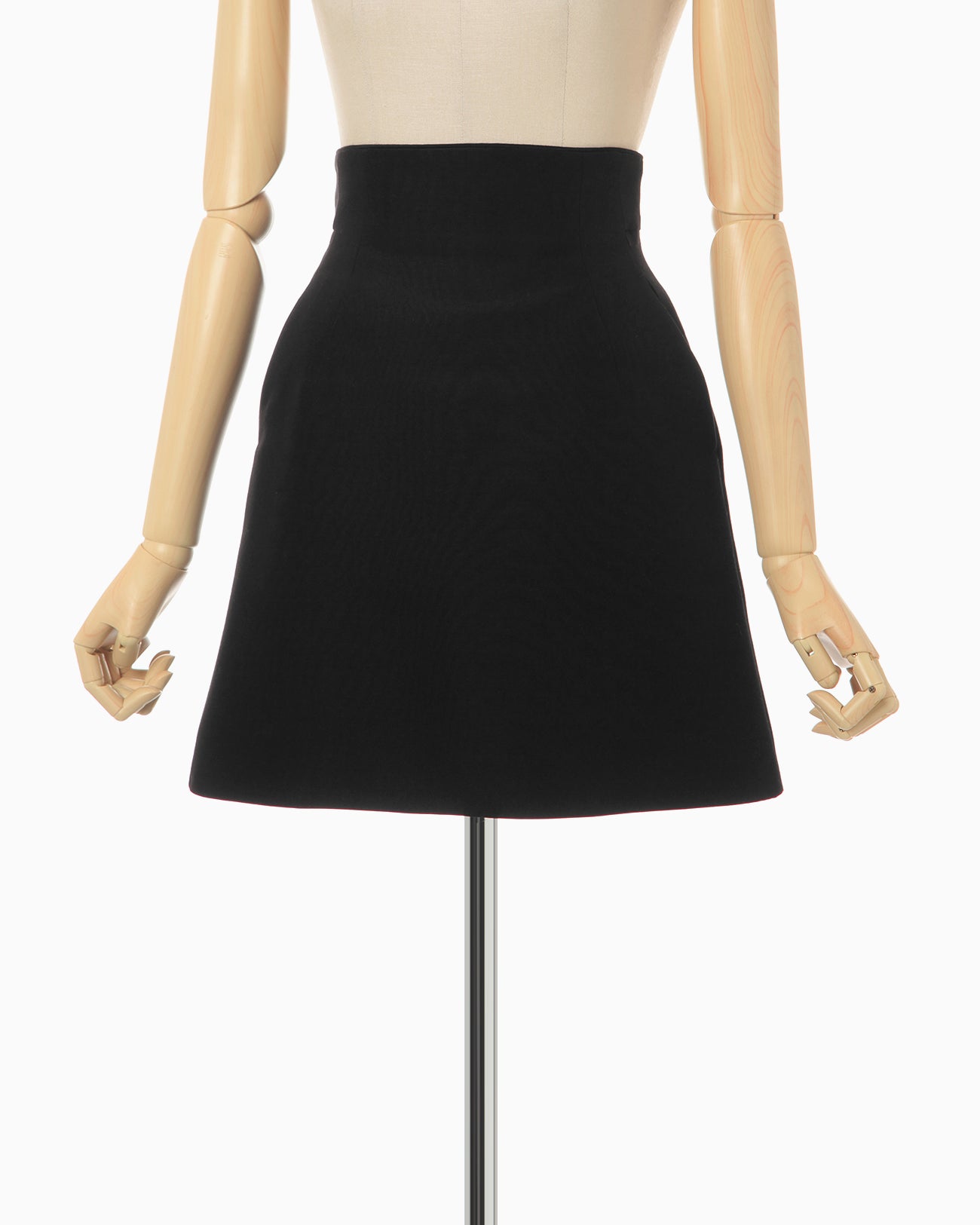 Silk Wool Double Cloth Mini Skirt - black