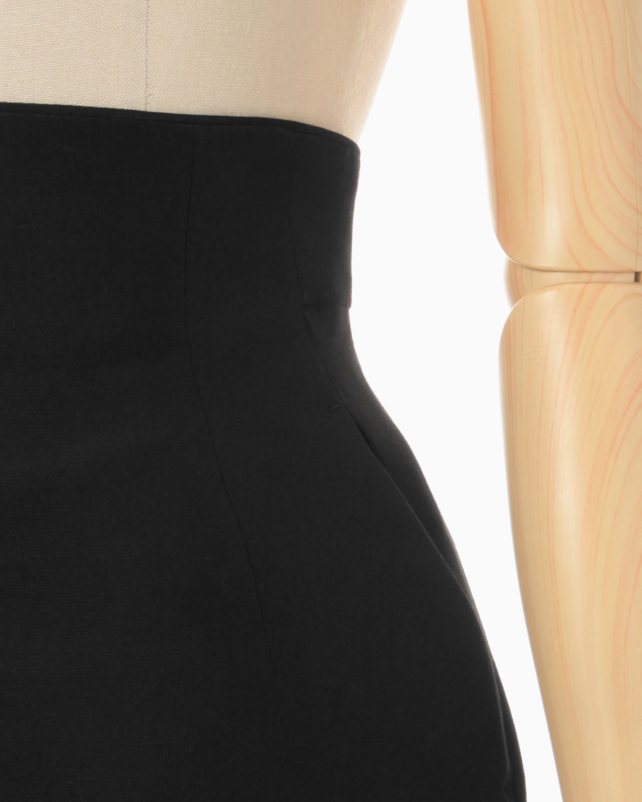 Silk Wool Double Cloth Mini Skirt - black