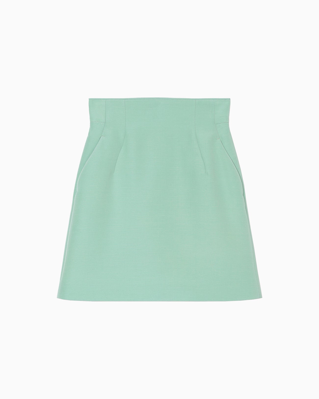 Silk Wool Double Cloth Mini Skirt - mint green