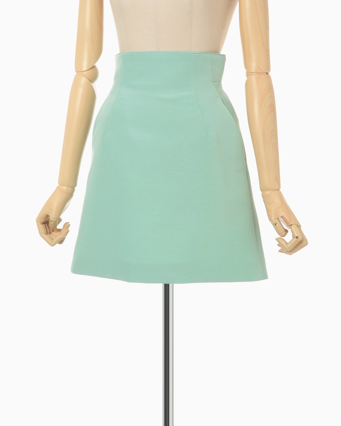 Silk Wool Double Cloth Mini Skirt - mint green