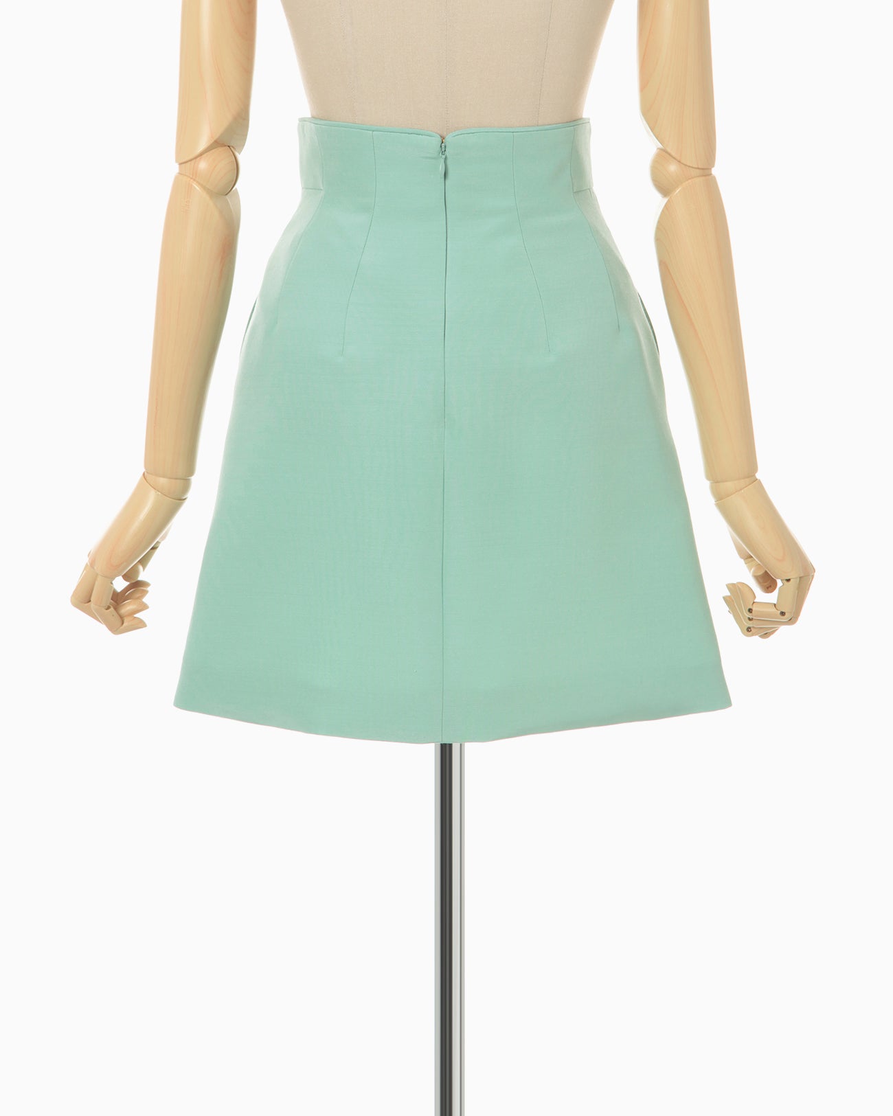 Silk Wool Double Cloth Mini Skirt - mint green
