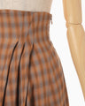 Linen Mix Ombre Check Flare Skirt - brown