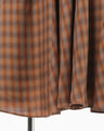 Linen Mix Ombre Check Flare Skirt - brown
