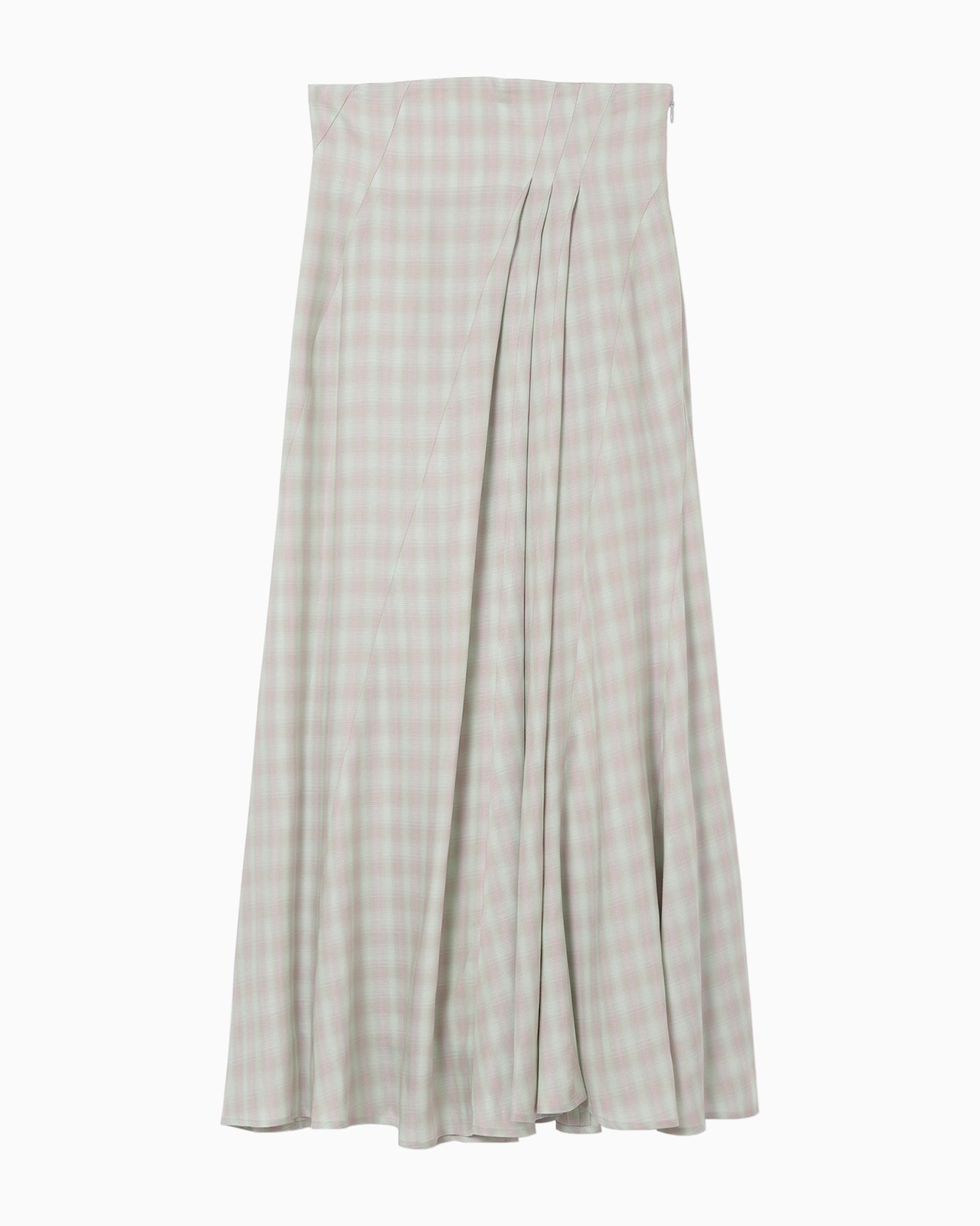 Linen Mix Ombre Check Flare Skirt - mint green