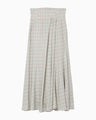 Linen Mix Ombre Check Flare Skirt - mint green