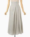 Linen Mix Ombre Check Flare Skirt - mint green