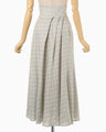Linen Mix Ombre Check Flare Skirt - mint green