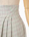 Linen Mix Ombre Check Flare Skirt - mint green
