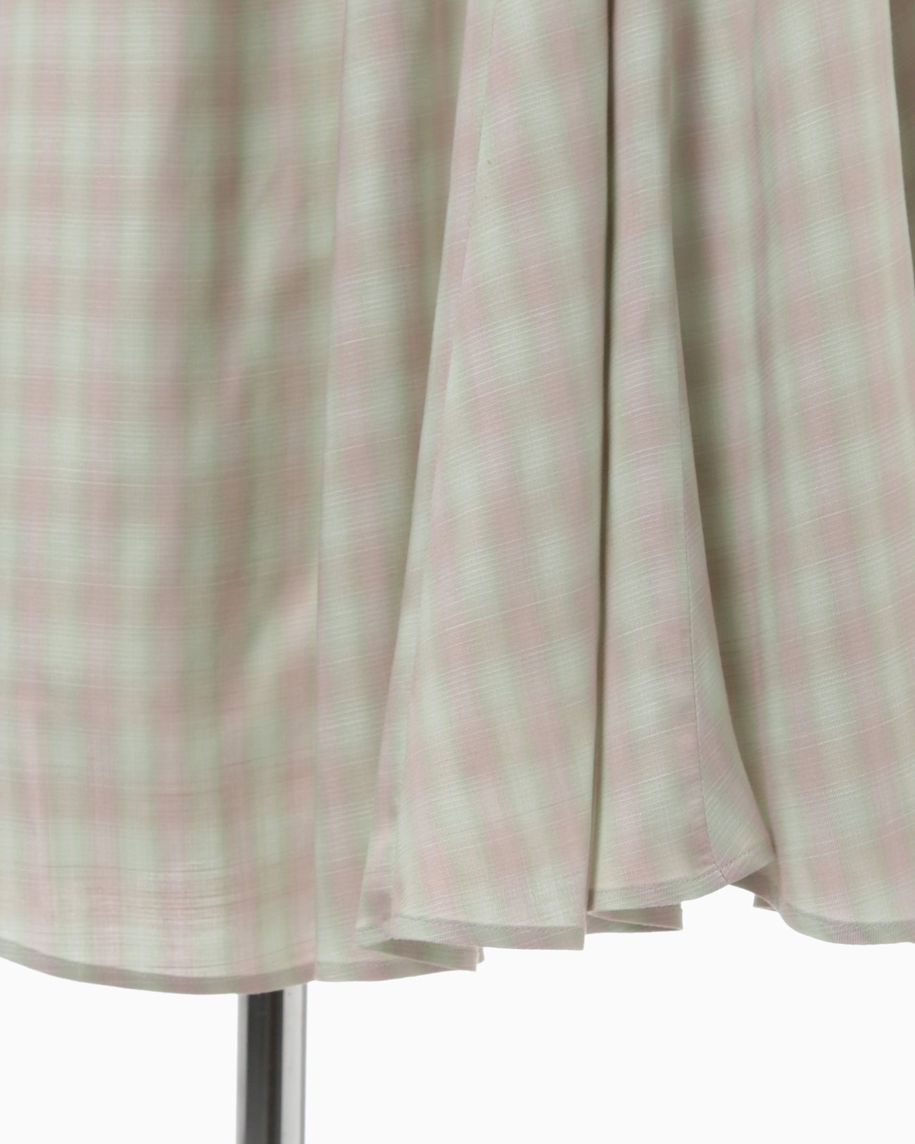 Linen Mix Ombre Check Flare Skirt - mint green