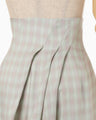 Linen Mix Ombre Check Flare Skirt - mint green