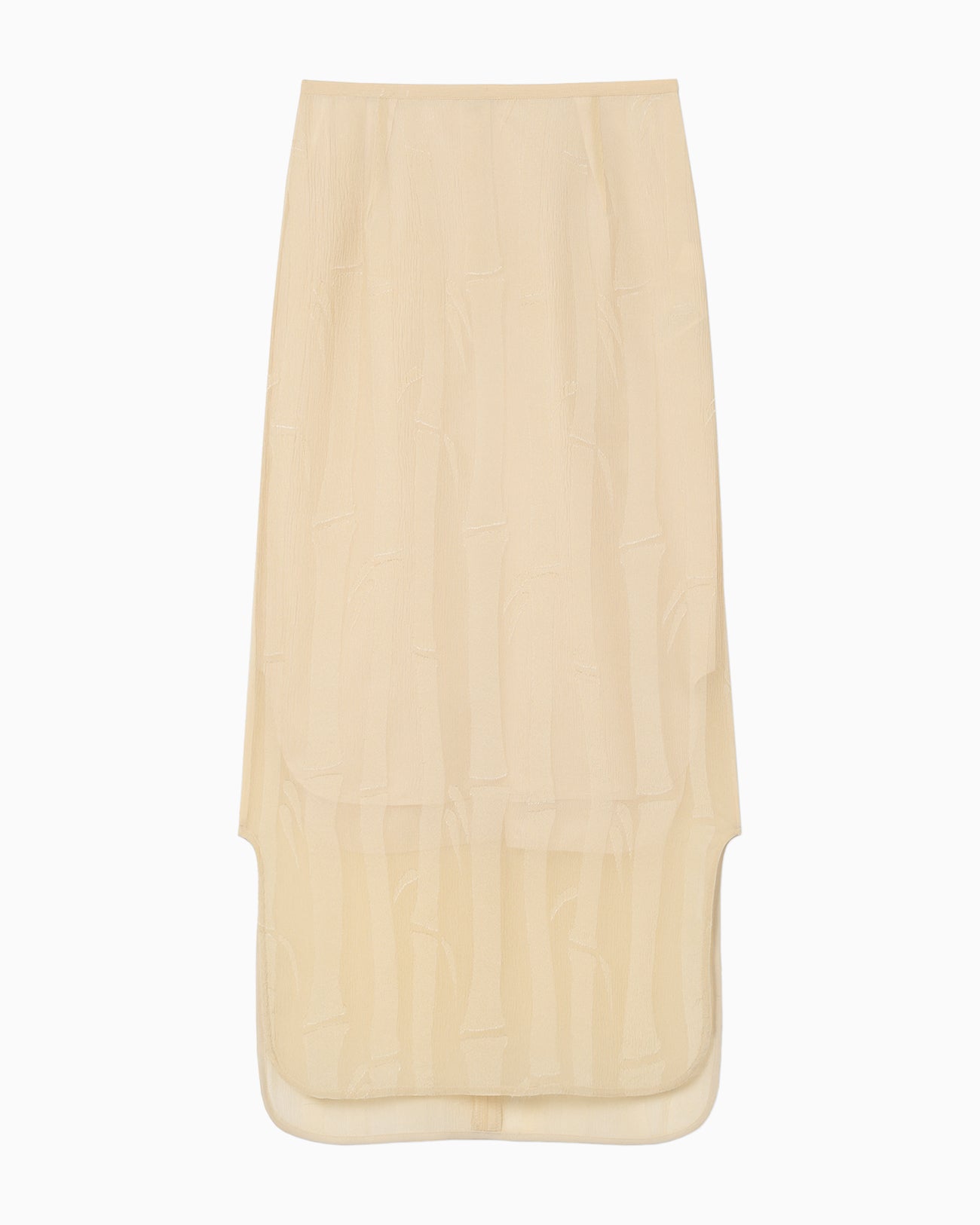 Bamboo Motif Willow Jacquard Sheer Skirt - beige