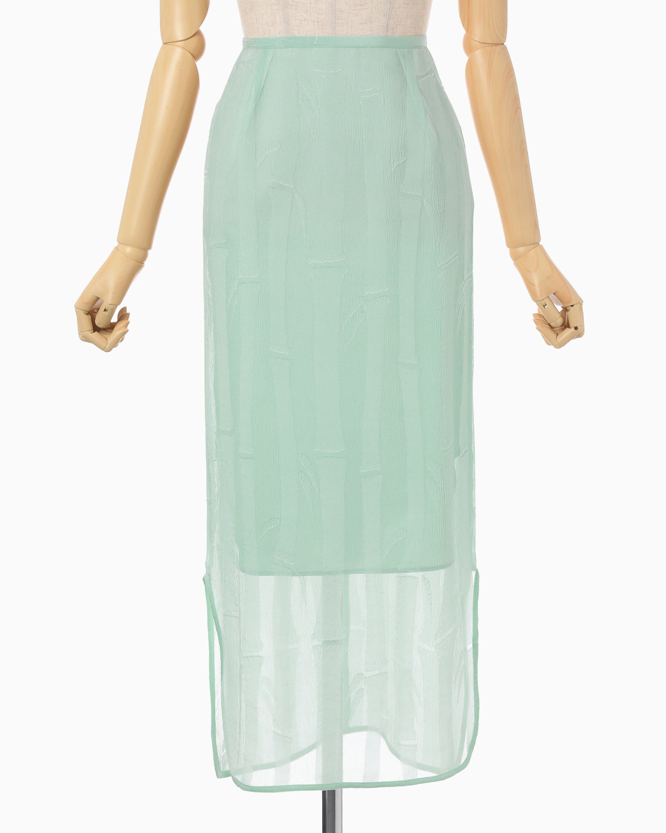 Bamboo Motif Willow Jacquard Sheer Skirt - mint green
