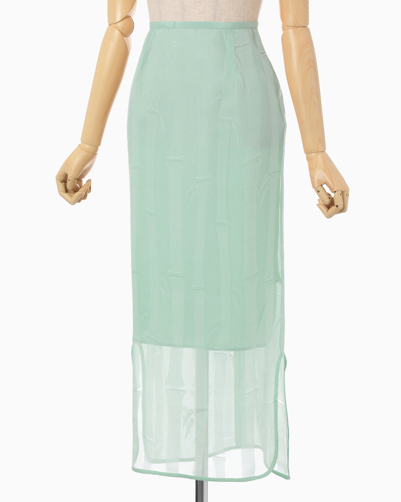 Bamboo Motif Willow Jacquard Sheer Skirt - mint green