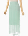 Bamboo Motif Willow Jacquard Sheer Skirt - mint green