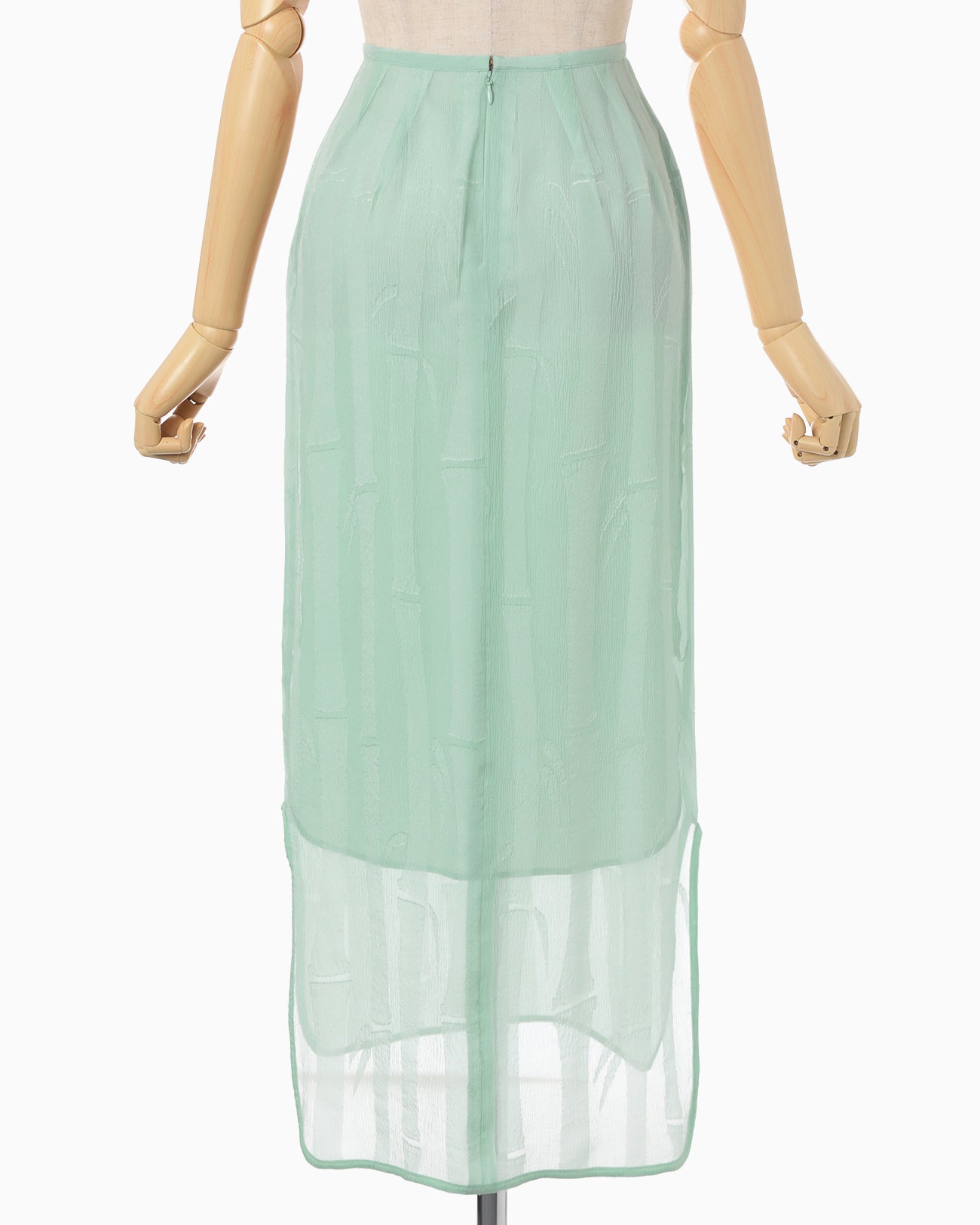 Bamboo Motif Willow Jacquard Sheer Skirt - mint green