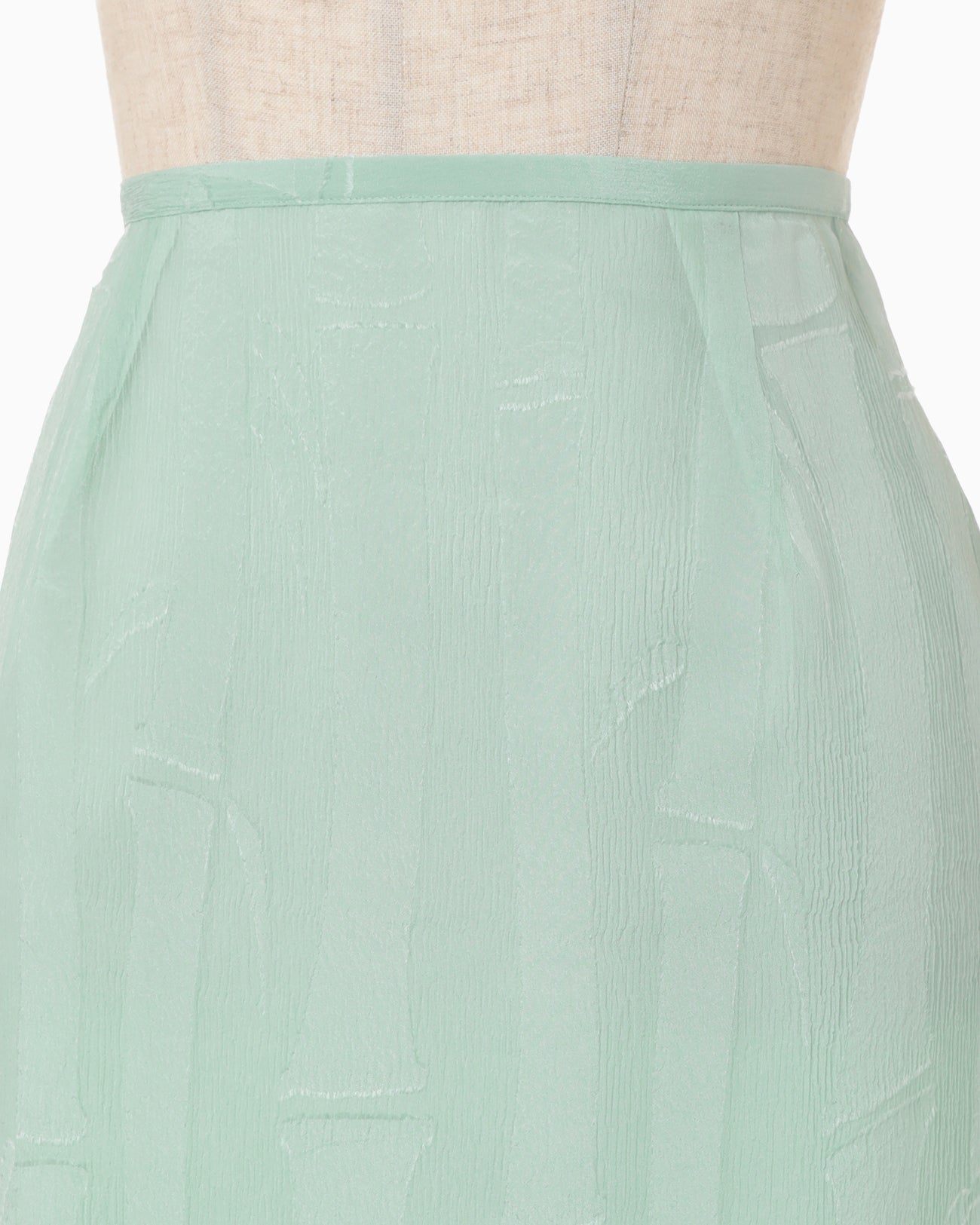 Bamboo Motif Willow Jacquard Sheer Skirt - mint green