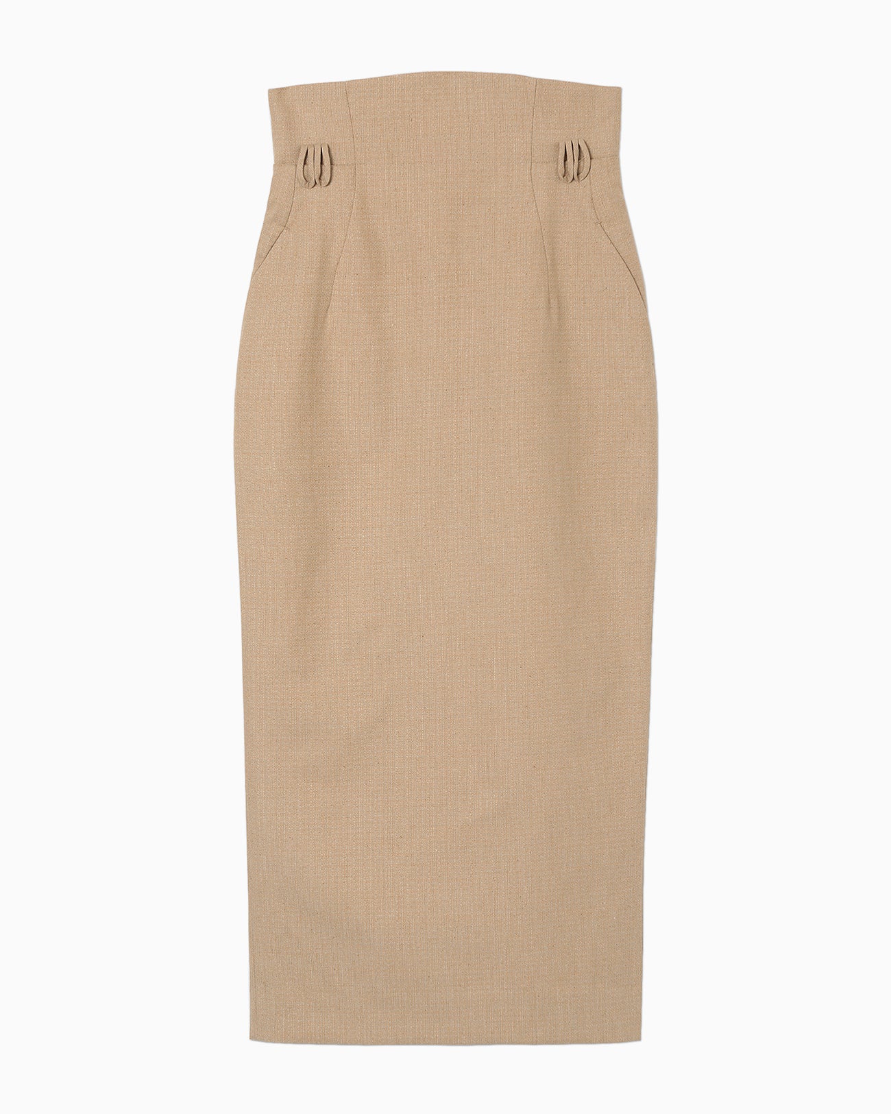 Naturally Coloured Cotton Dobby High Waist Skirt - beige