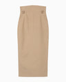 Naturally Coloured Cotton Dobby High Waist Skirt - beige