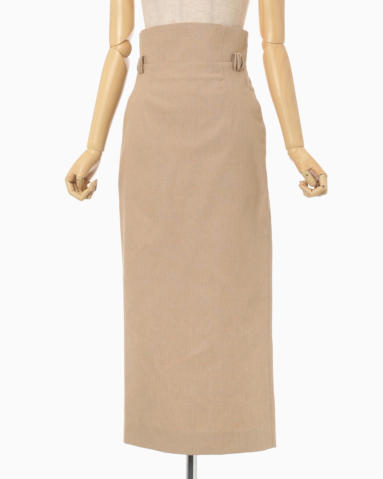 Naturally Coloured Cotton Dobby High Waist Skirt - beige
