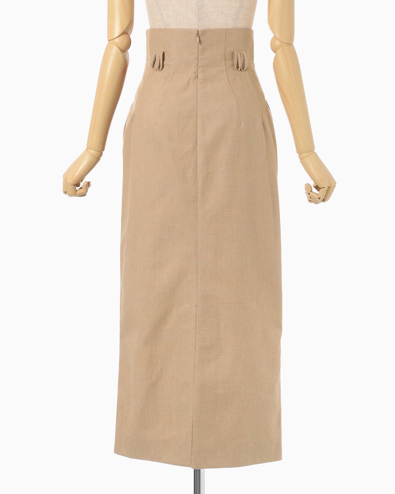 Naturally Coloured Cotton Dobby High Waist Skirt - beige
