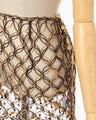 Bamboo Beaded Macrame Fringe Skirt - brown
