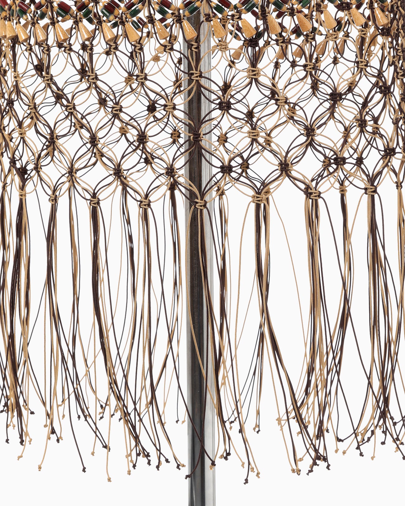 Bamboo Beaded Macrame Fringe Skirt - brown