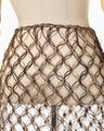 Bamboo Beaded Macrame Fringe Skirt - brown