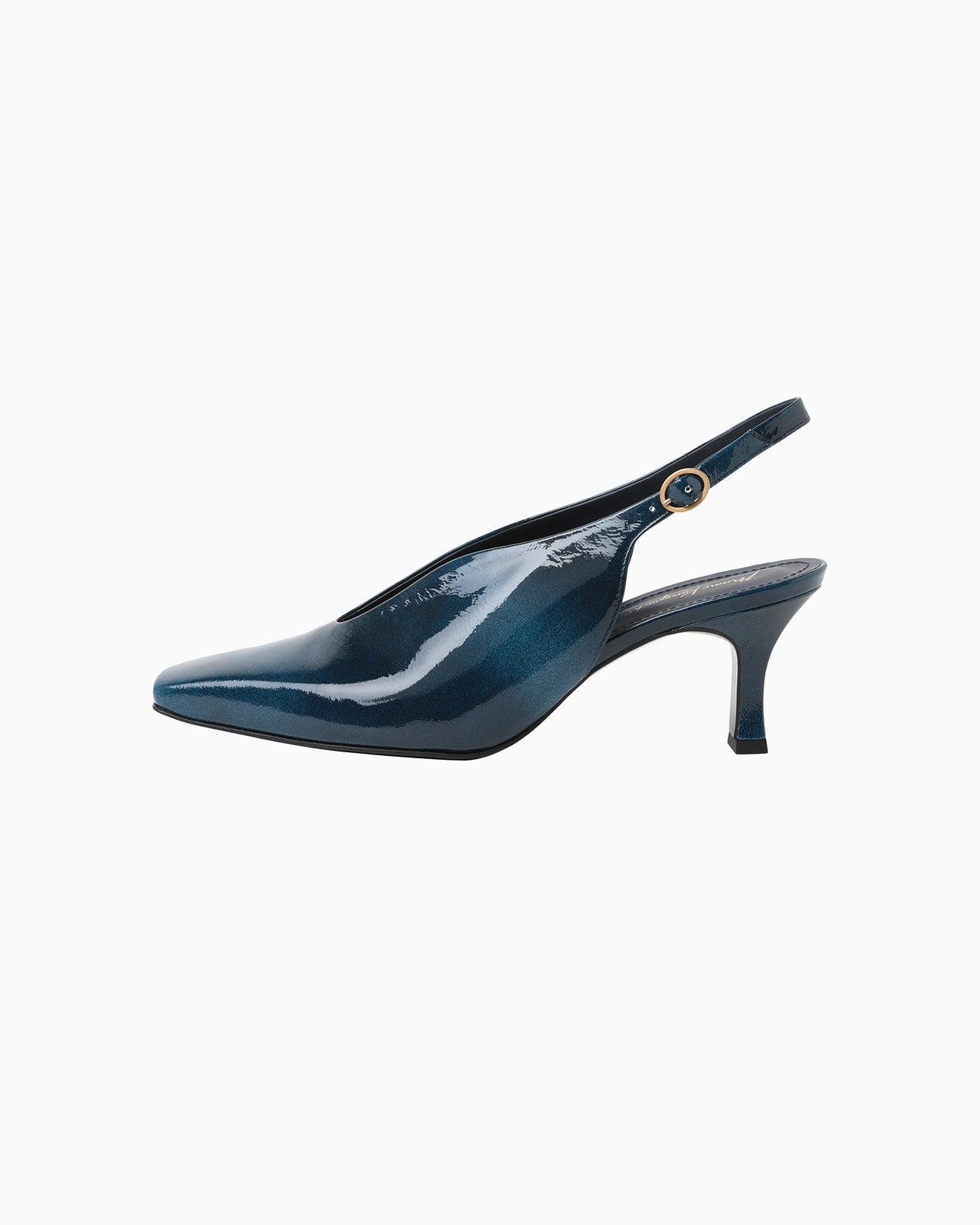 Curved Line Sling Back Heels - blue