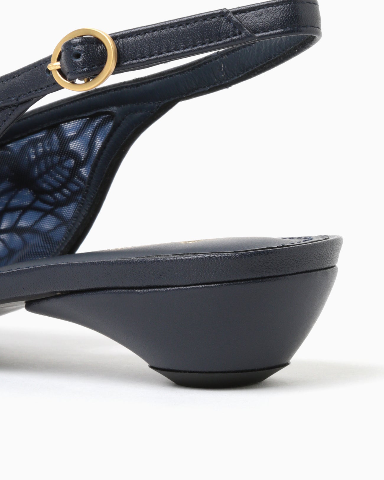 Cording Embroidery Sling Back Heels - navy
