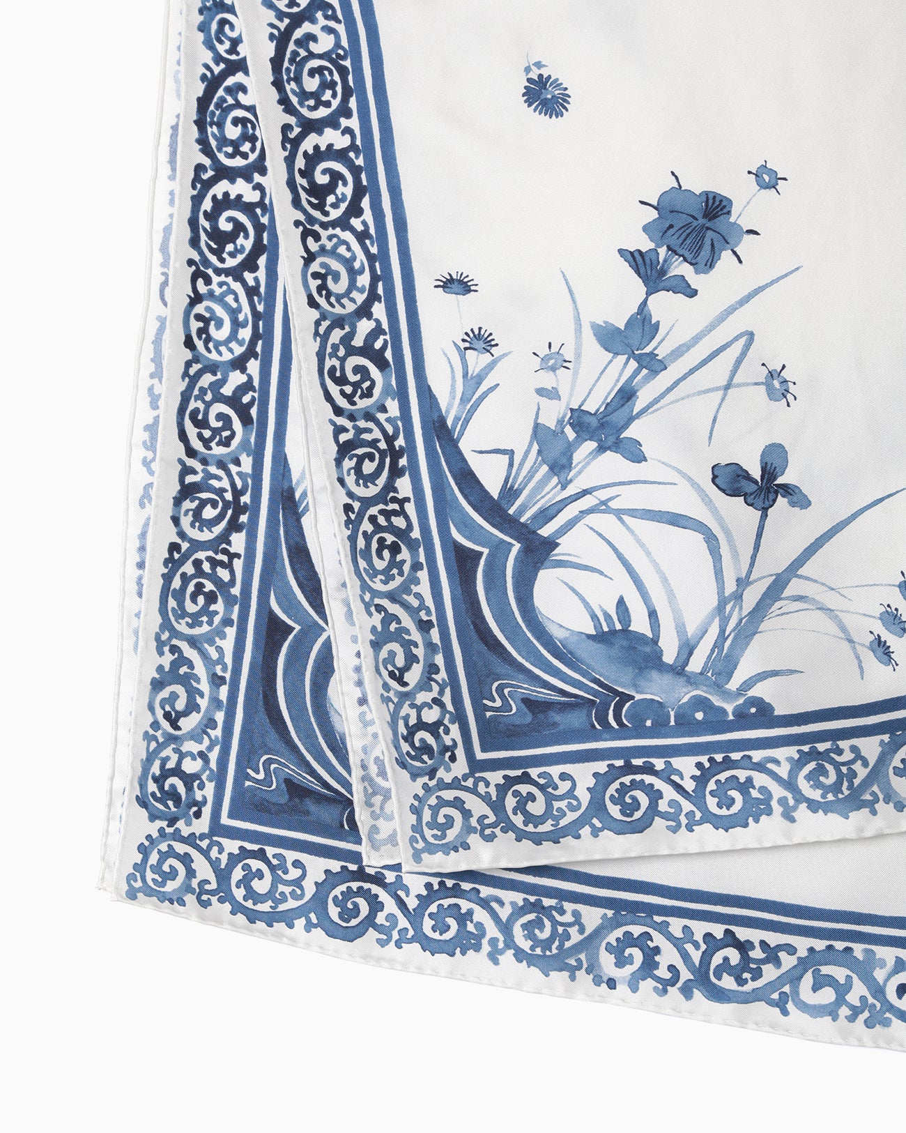Hand Printed Silk Scarf - blue