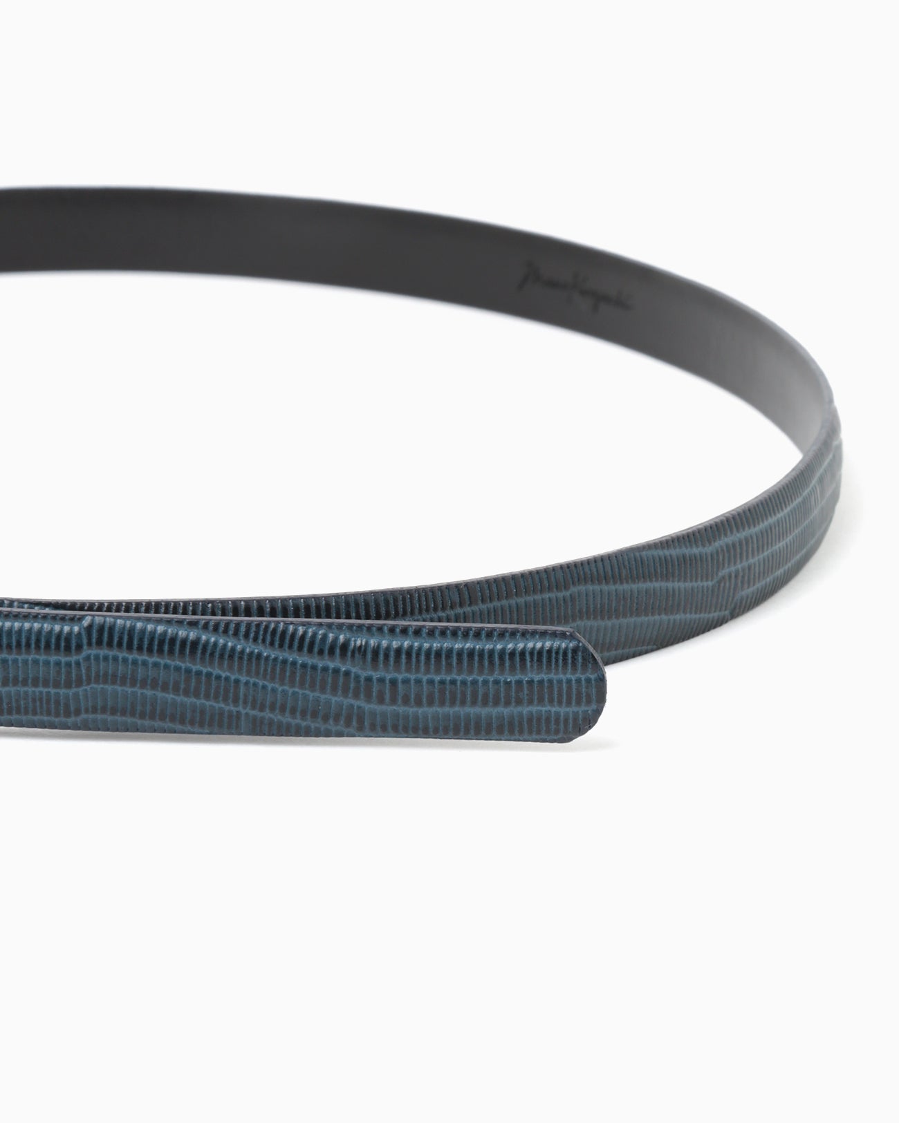 Cow Hide Leather Narrow Belt - blue