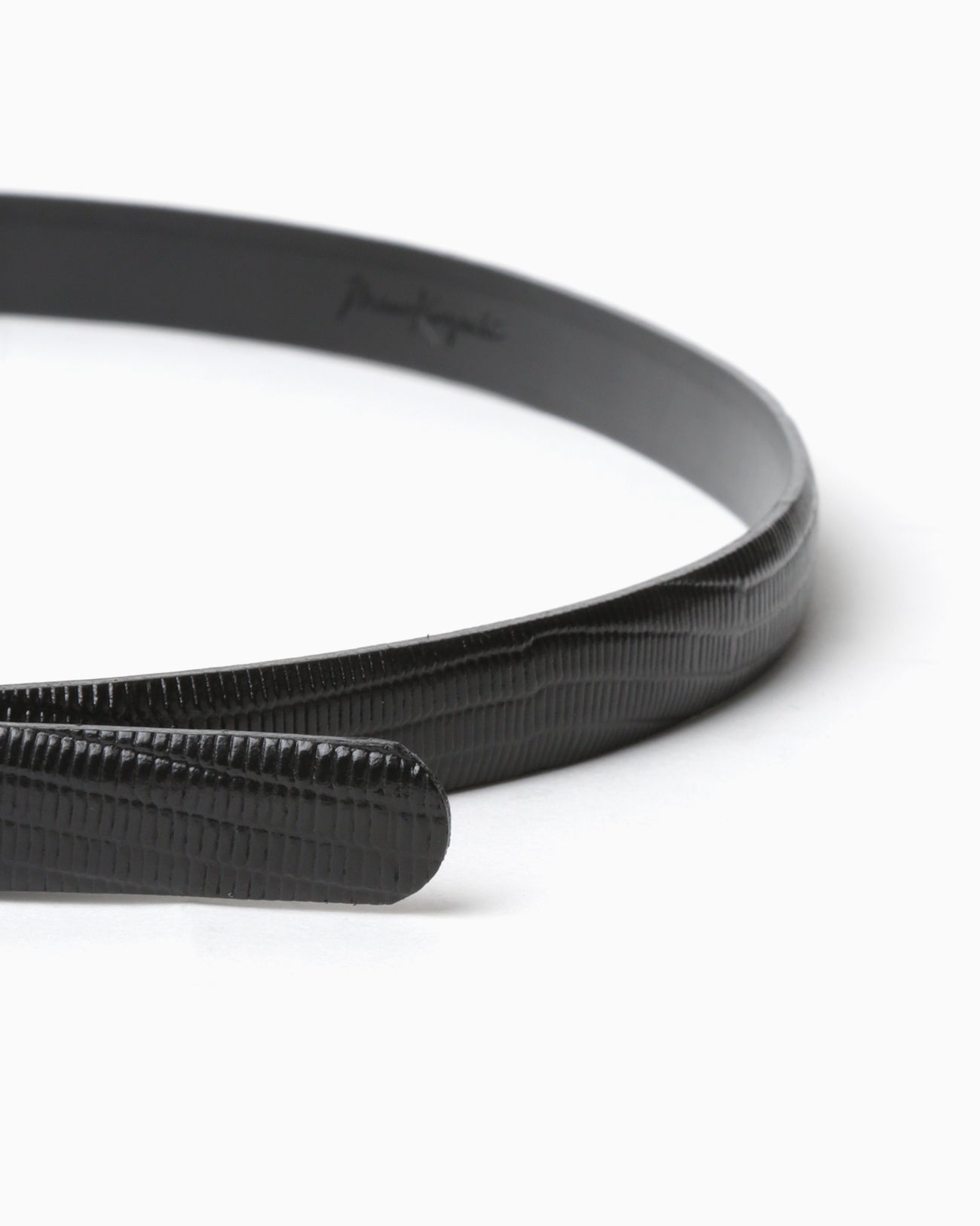 Cow Hide Leather Narrow Belt - black