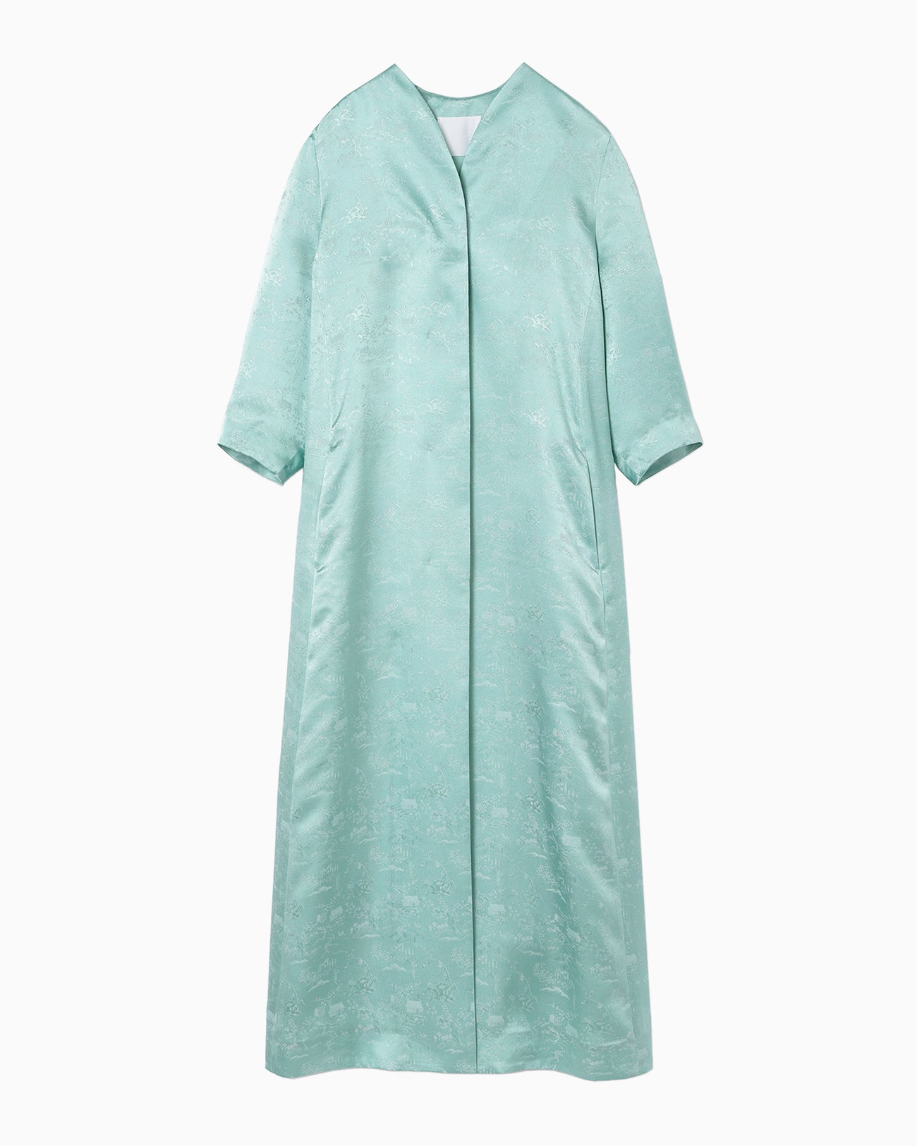 Landscape Silk Jacquard Coat - mint green