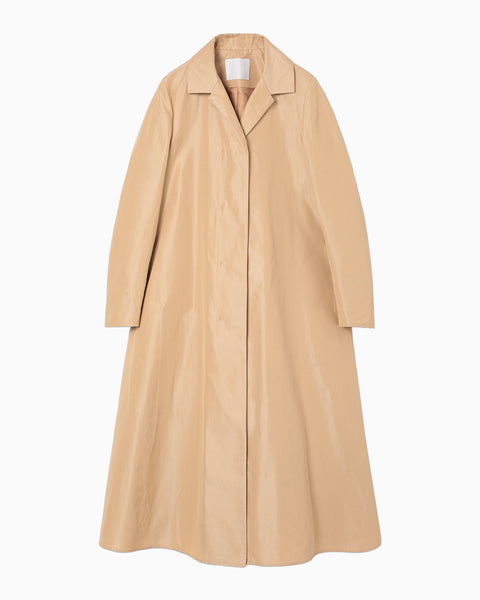 Cotton Silk Nep A-line Coat - beige