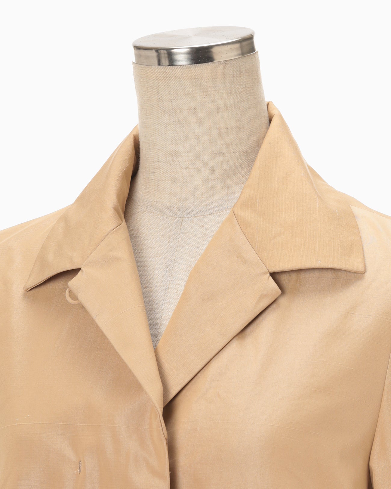 Cotton Silk Nep A-line Coat - beige