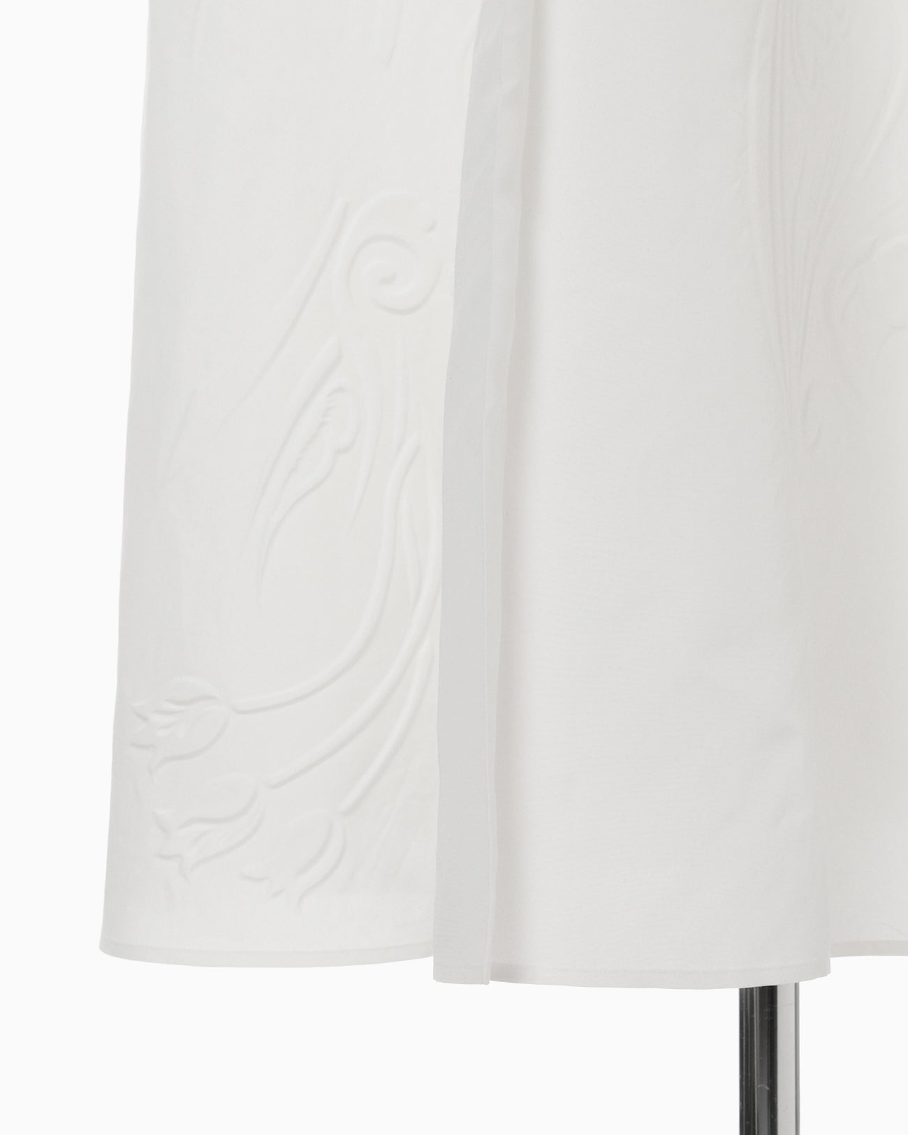 Floral Embossed Cotton Silk Shirt Dress - white