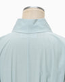 Cotton Chambray Tucked Shirt Dress - blue