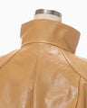 Coated Cotton Gabardine Short Jacket - beige
