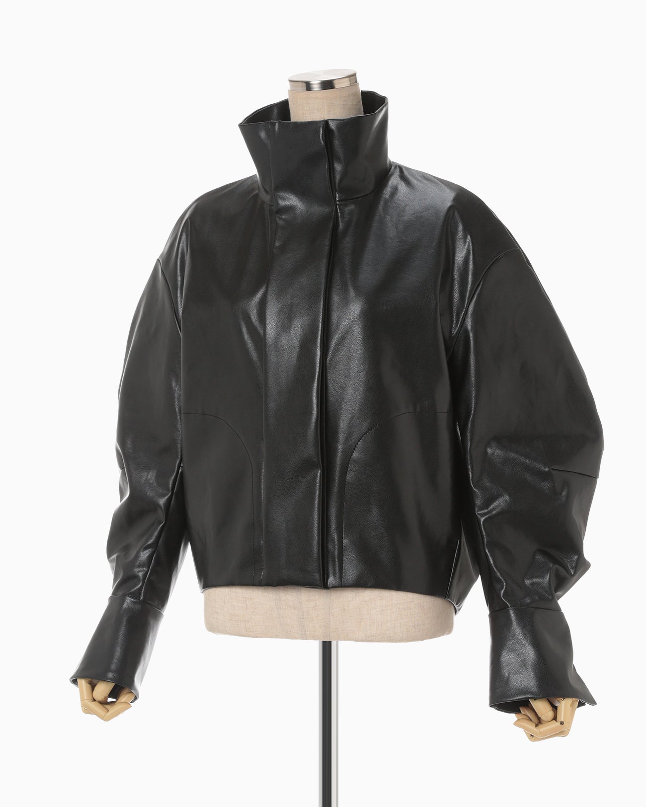 stein OVER SLEEVE FAKE LEATHER 小さから BLACK