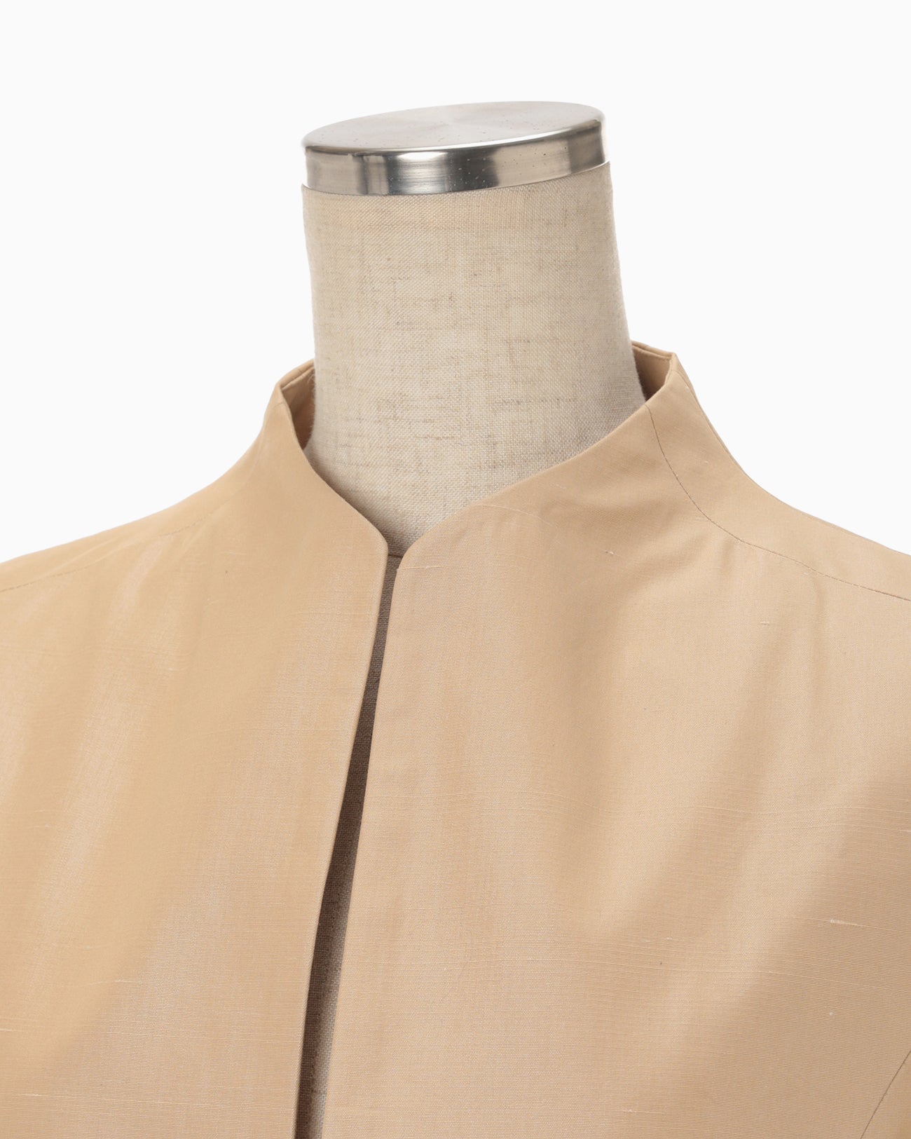 Cotton Silk Nep Sleeveless Jacket - beige