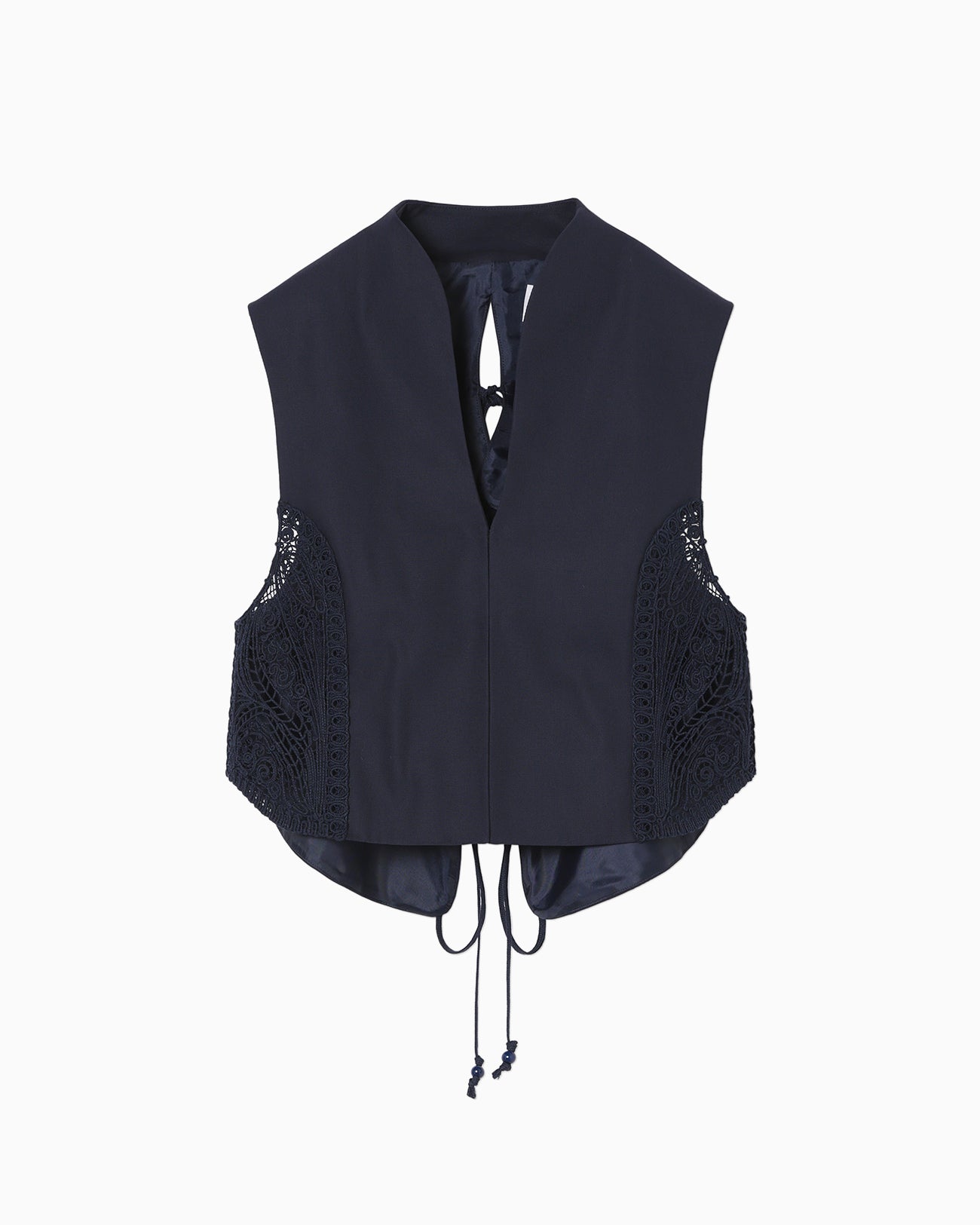マメクロゴウチCord Embroidery Vest - navy - ベスト・ジレ
