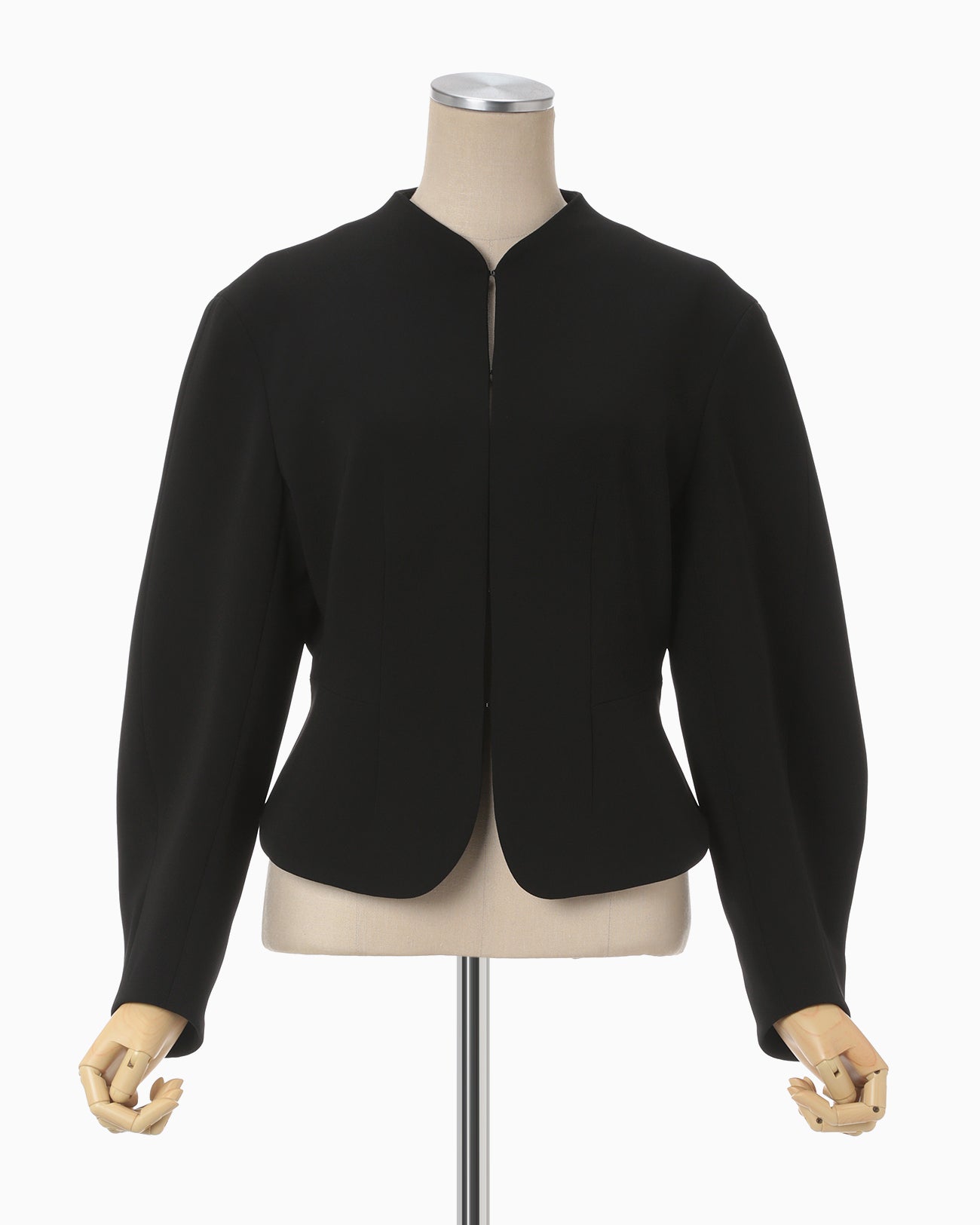 Triacetate Polyester Collarless Jacket - black
